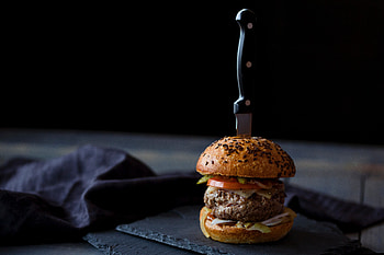 Food, Meat, Knife, Burger, Buns, Hamburger HD wallpaper