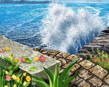 Waves, painting HD wallpaper