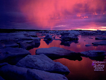 Alaskan Fire, Ice, Seas, Water, Sunsets, Oceans, Alaska HD wallpaper