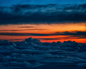 Orange sky, clouds, nature, sunset HD wallpaper