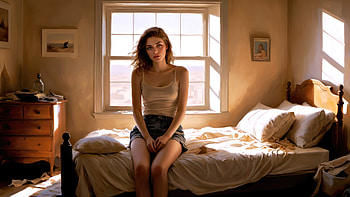 A Messy Room Girl, alone, room, ai-girls, ai, artist, artwork, digital-art, deviantart HD wallpaper