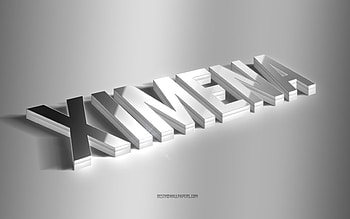 Ximena, silver 3d art, gray background, with names, Ximena name, Ximena greeting card, 3d art, with Ximena name HD wallpaper