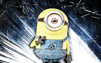Carl, grunge art, Carl the Minion, Minions The Rise of Gru, blue abstract rays, Despicable Me, Minions, Carl Minions HD wallpaper