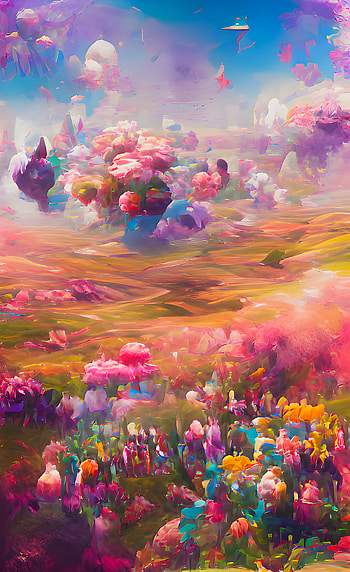 Field of Flowers, people_in_nature, art, polygon, painting, landscape, flower HD phone wallpaper
