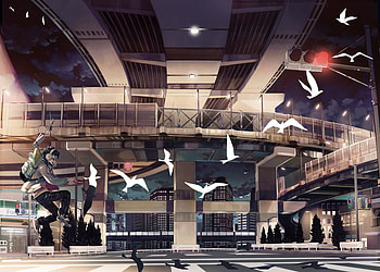 Paper Flight Fun!, birds, anime, fun, city HD wallpaper