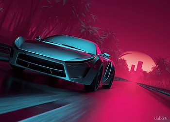 Animated Car Live - Outrun Loop Gif HD wallpaper