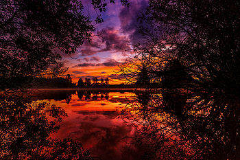 Nature, Rivers, Trees, Sunset, Autumn HD wallpaper