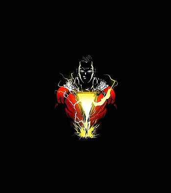 Angry Shazam, superhero, minimalist HD phone wallpaper