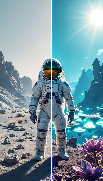 Astronaut Dual World , astronaut, Sci Fi HD phone wallpaper