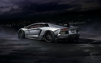 Lamborghini Aventador, LP 700-4, exterior, rear view, Aventador tuning, silver Aventador, supercars, italian sports cars, Lamborghini HD wallpaper