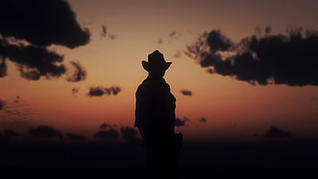 Red Dead Redemption 2 - Night silhouette, orange (Color), night, video game, Red Dead Redemption 2 HD wallpaper