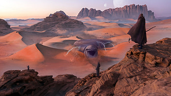 Arrakis, Sunset scenery, Artistic interpretation, Warm colors HD wallpaper