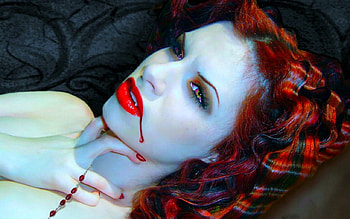 Vampire, redhead, blood, woman HD wallpaper