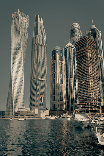 Cities, Architecture, Boats, Building, Dubai, Skyscrapers, Bay, Uae, U.a.e HD phone wallpaper