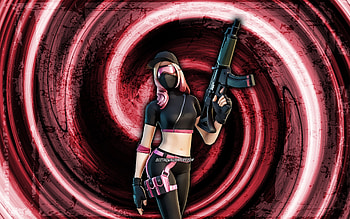 Athleisure Assassin, pink grunge background, Fortnite, vortex, Fortnite characters, Athleisure Assassin Skin, Fortnite Battle Royale, Athleisure Assassin Fortnite HD wallpaper