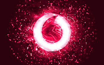 Vodafone pink logo, , pink neon lights, creative, pink abstract background, Vodafone logo, brands, Vodafone HD wallpaper