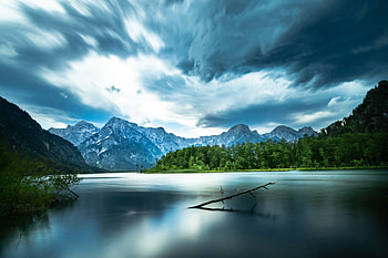 Nature, Sky, Mountains, Clouds, Lake, Snag HD wallpaper