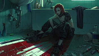 Dark Anime Girl In Abandoned Bathroom, anime-girl, artist, artwork, art, digital-art, artstation HD wallpaper
