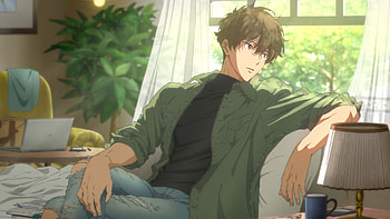 Anime Boy Is Sitting On Couch Wearing Green Black Dress With Sad Face Anime Boy HD wallpaper