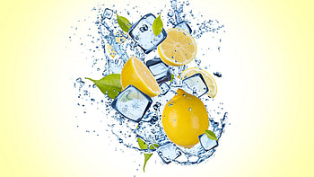 Lemon Ice Splash, lemon, creative, ice, splash HD wallpaper
