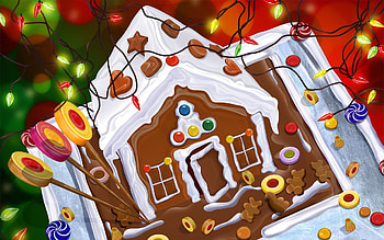 Christmas lights, Gingerbread House HD wallpaper