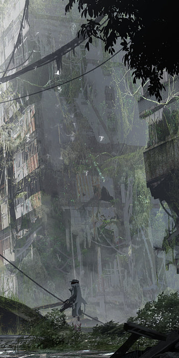 Girls' Frontline — Overgrown Ruins in the Rain ( ), video game, Girls Frontline HD phone wallpaper