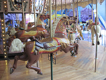 Carousel Classic Horse, horse, brown, carousel, yellow HD wallpaper