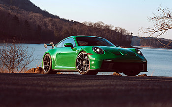 2022, Porsche 911 GT3, , front view, exterior, green coupe, green 911 GT3, German sports cars, Porsche HD wallpaper