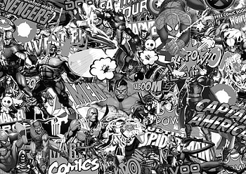 Black And White Marvel - Marvel Comic Sticker Bomb HD wallpaper