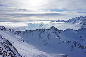 Snowy mountains, nature, clouds, skyline, landscape HD wallpaper