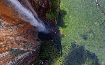 Venezuela Angel Waterfall, view from the top, s ummer, green, texture, venezuela, water, angel waterfall HD wallpaper