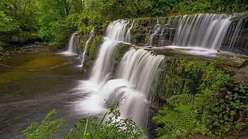 Brecon Beacons National Park, Wales, UK, trees, river, cascades, rocks HD wallpaper