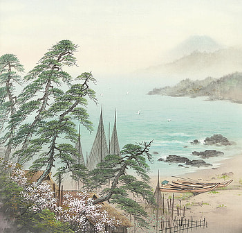 Koukei Kojima, art, drawing, nature, lake HD wallpaper