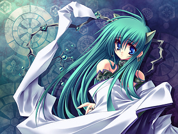 Aoi Yugi, blue, animal, sexy, white, cat ears, hot, aqua, girl, cat, catgirl, dress, anime, aqua hair, aqua eyes, ears, clock HD wallpaper
