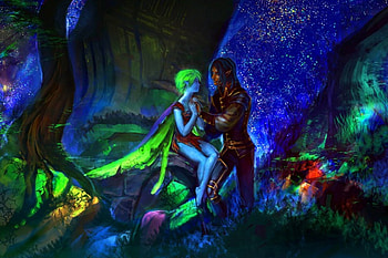 Always My love, night, fairy, magic, fantasy, love, stars HD wallpaper