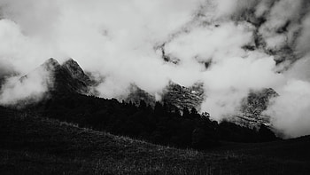 Nature, Mountains, Clouds, Rocks, Fog, Bw, Chb HD wallpaper