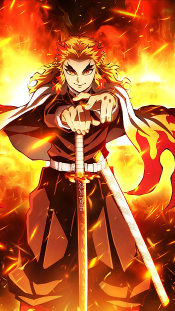 Demon Slayer, Rengoku, Cartoon HD phone wallpaper