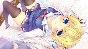 Eriri, Saenai Heroine no Sodatekata, Eriri Spencer Sawamura, Frown, Blue Eyes, Blushing, Big Eyes, Anime Girl, Spencer, Bed, Anime, Twintails, Seifuku, Sawamura, School Uniform, Blonde, Stockings HD wallpaper