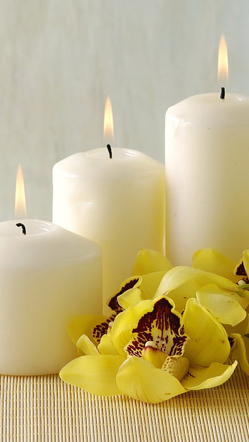 Candles , Flowers Background HD phone wallpaper