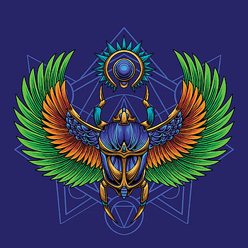 Egyptian king scarab illustration, Vector art HD phone wallpaper