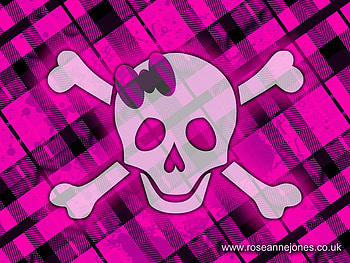 Skull, pink, bone, bow HD wallpaper