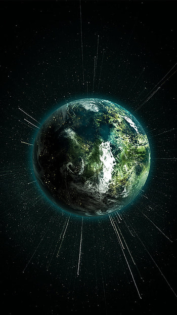 green planet, atmosphere, moon, world, star, earth, starlight, stars, , space HD phone wallpaper