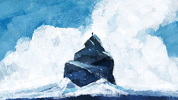Art, Sea, Rock, Silhouette, Loneliness HD wallpaper