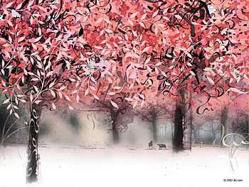 Pink autumn, autumn, pink, abstract, tree HD wallpaper