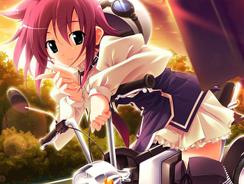 anime girl on a motorcycle, cute anime girl, cute dress, city, hot, cute, motorcycle, girl, anime girl on motorcycle in sunset, pink hair, dusk, summer, anime, chococat11, manga, sunset HD wallpaper
