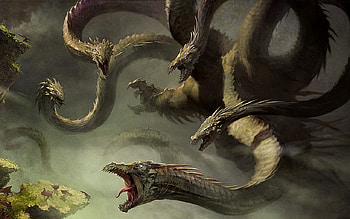 Hydra Excelsior, hydra, monster, fantasy, warrior HD wallpaper