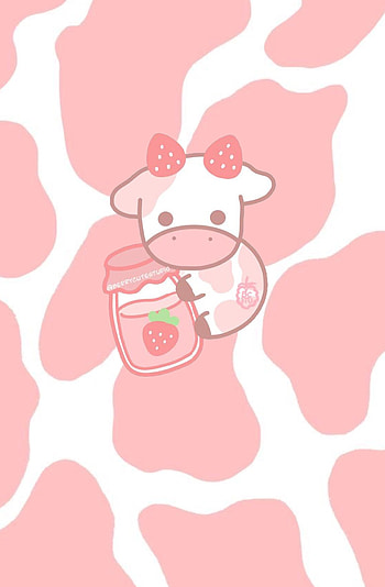 Stawberry cow, finger, pink HD phone wallpaper