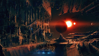 Abstract Futuristic Outer Space Planets Ruins ... HD wallpaper