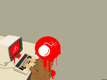 Power Computing, monitor, keyboard, loud, computer, headset, blood, exploded HD wallpaper