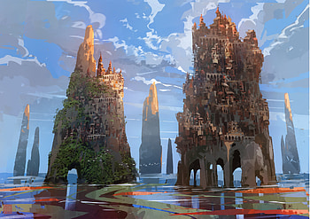 Skyward Spires — Fantasy City, fantasy, city, fantasy city HD wallpaper